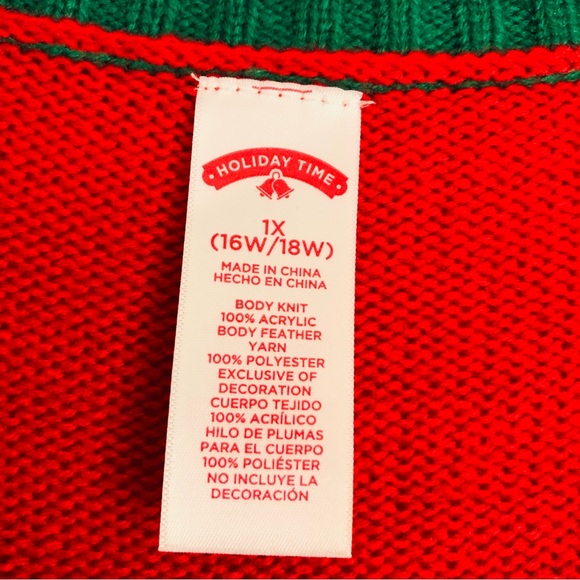 HOLYDAY TIME UGLY SWEATER SIZE 1X (16w/18w) KNIT PULLOVER CAT FUZZY ANIMAL PS2 - Picture 6 of 6